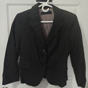 Zara Women's Black Pinstripe Grey Blazer